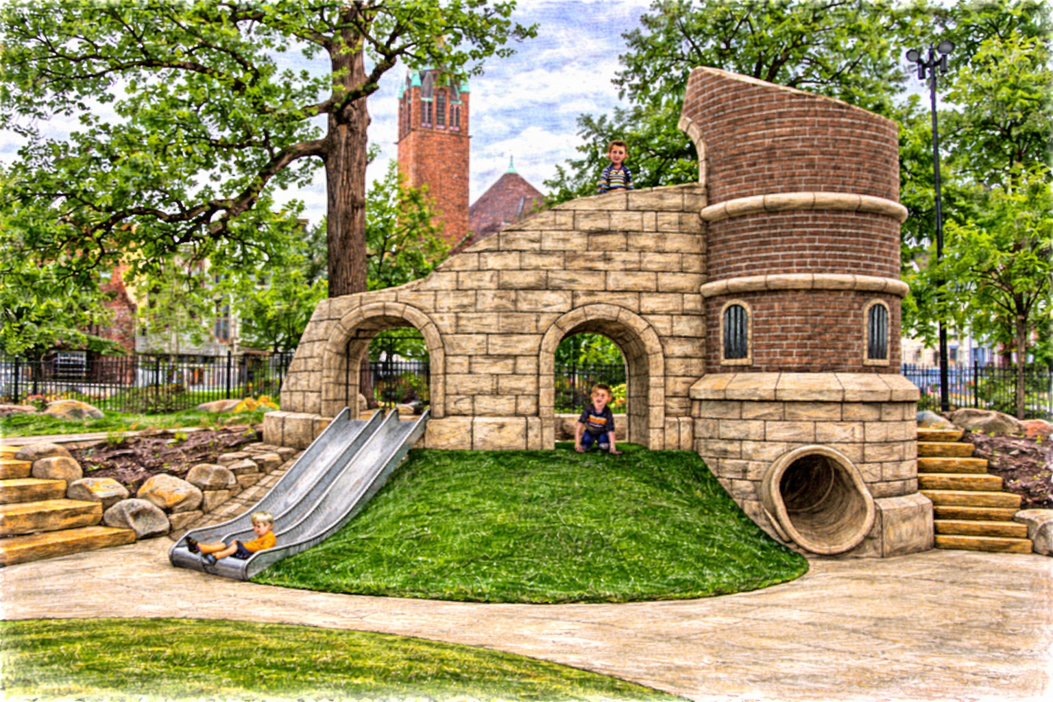 Illustration of a neighborhood playground