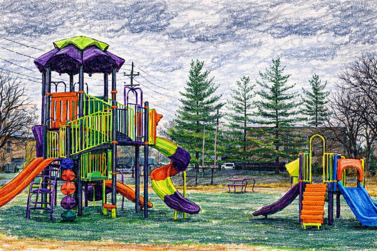 Illustration of a neighborhood playground