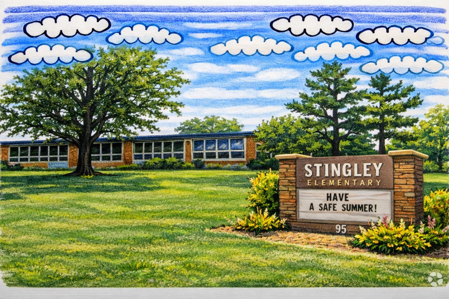 Illustration of a neighborhood school