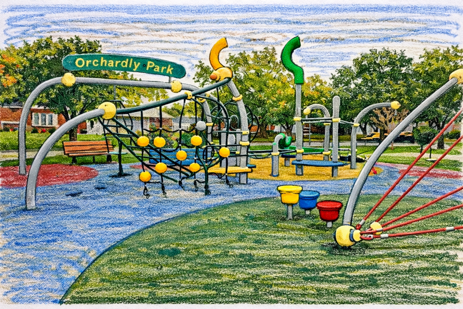 Illustration of a neighborhood playground