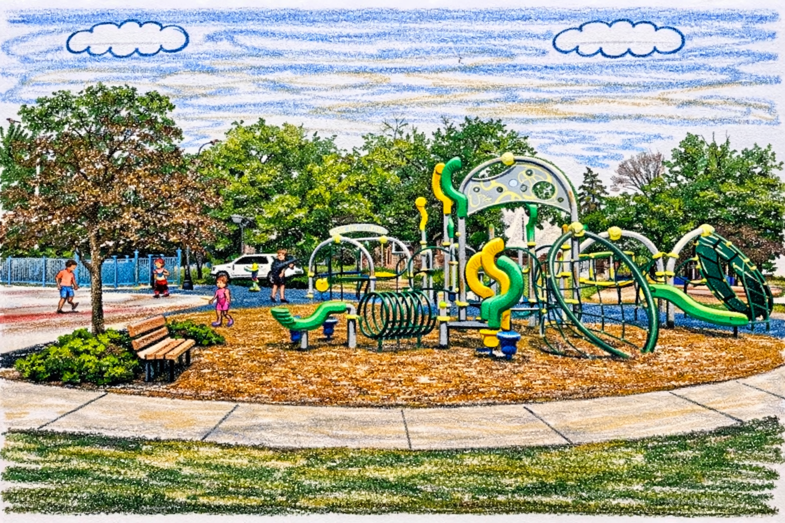 Illustration of a neighborhood playground