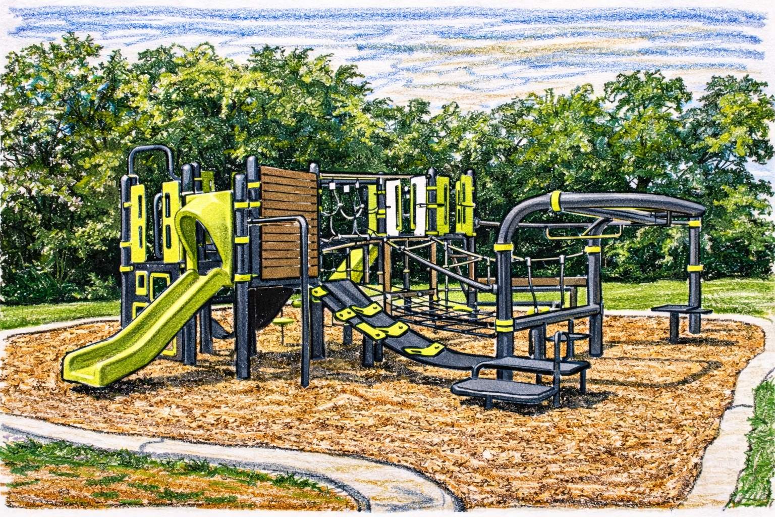 Illustration of a neighborhood playground
