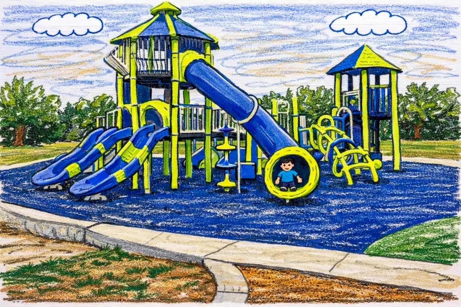 Illustration of a neighborhood playground