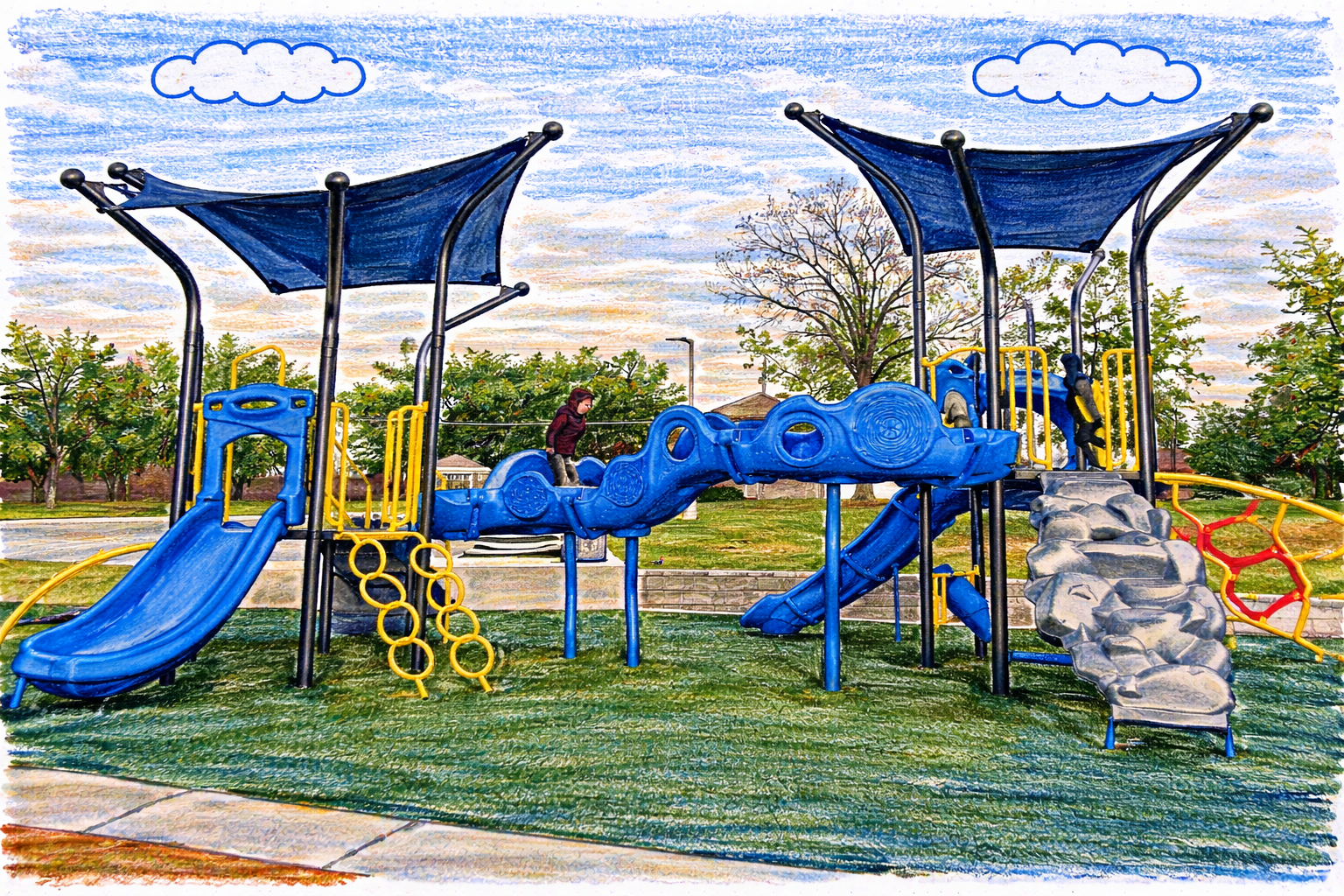 Illustration of a neighborhood playground