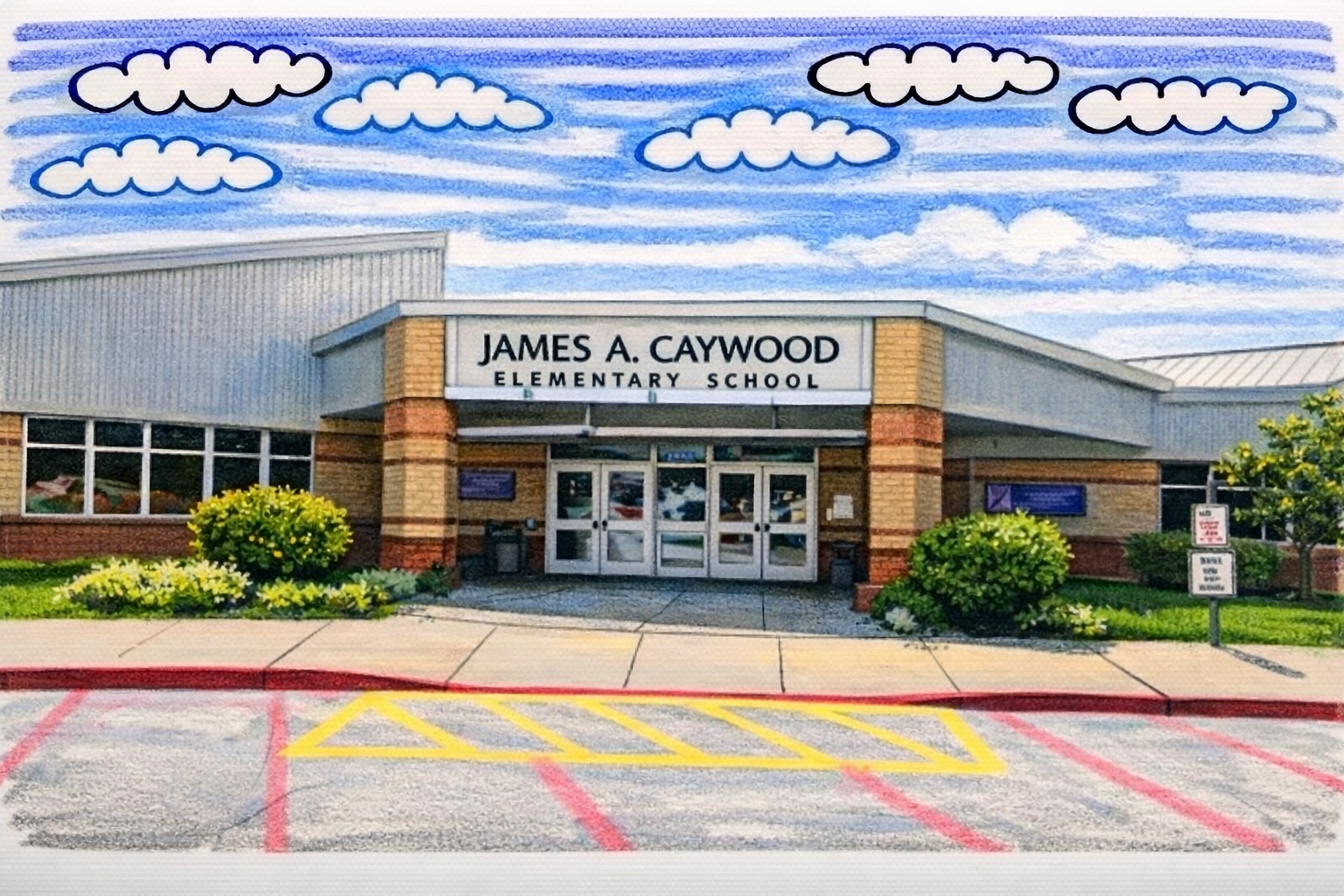 Illustration of a neighborhood school