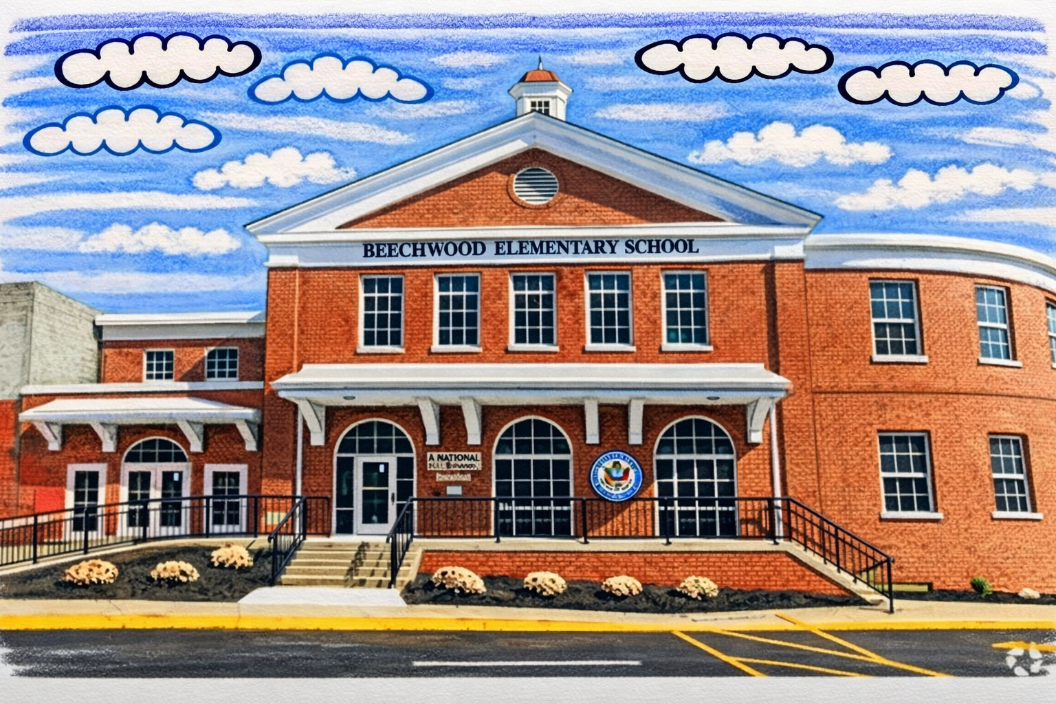 Illustration of a neighborhood school