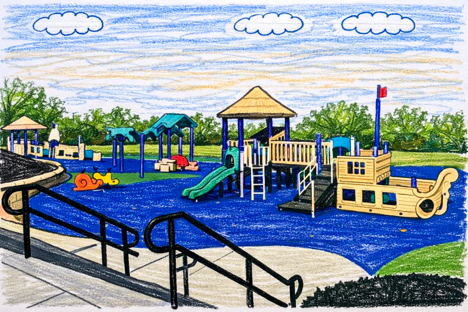 Illustration of a neighborhood playground