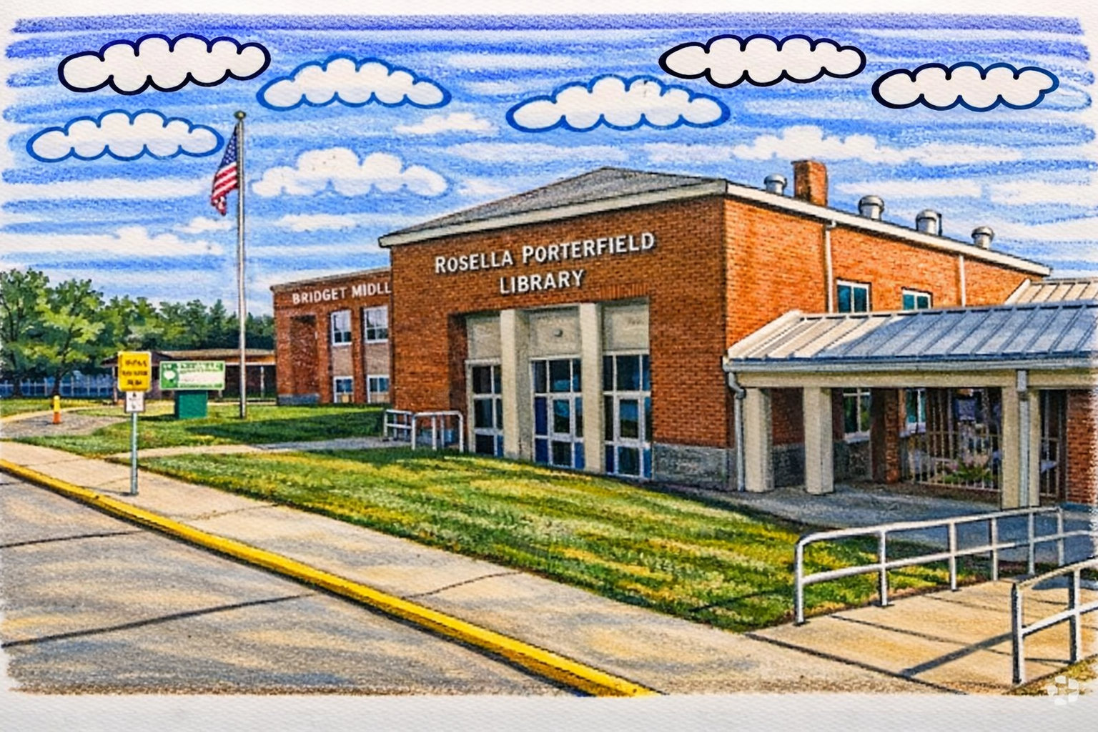 Illustration of a neighborhood school