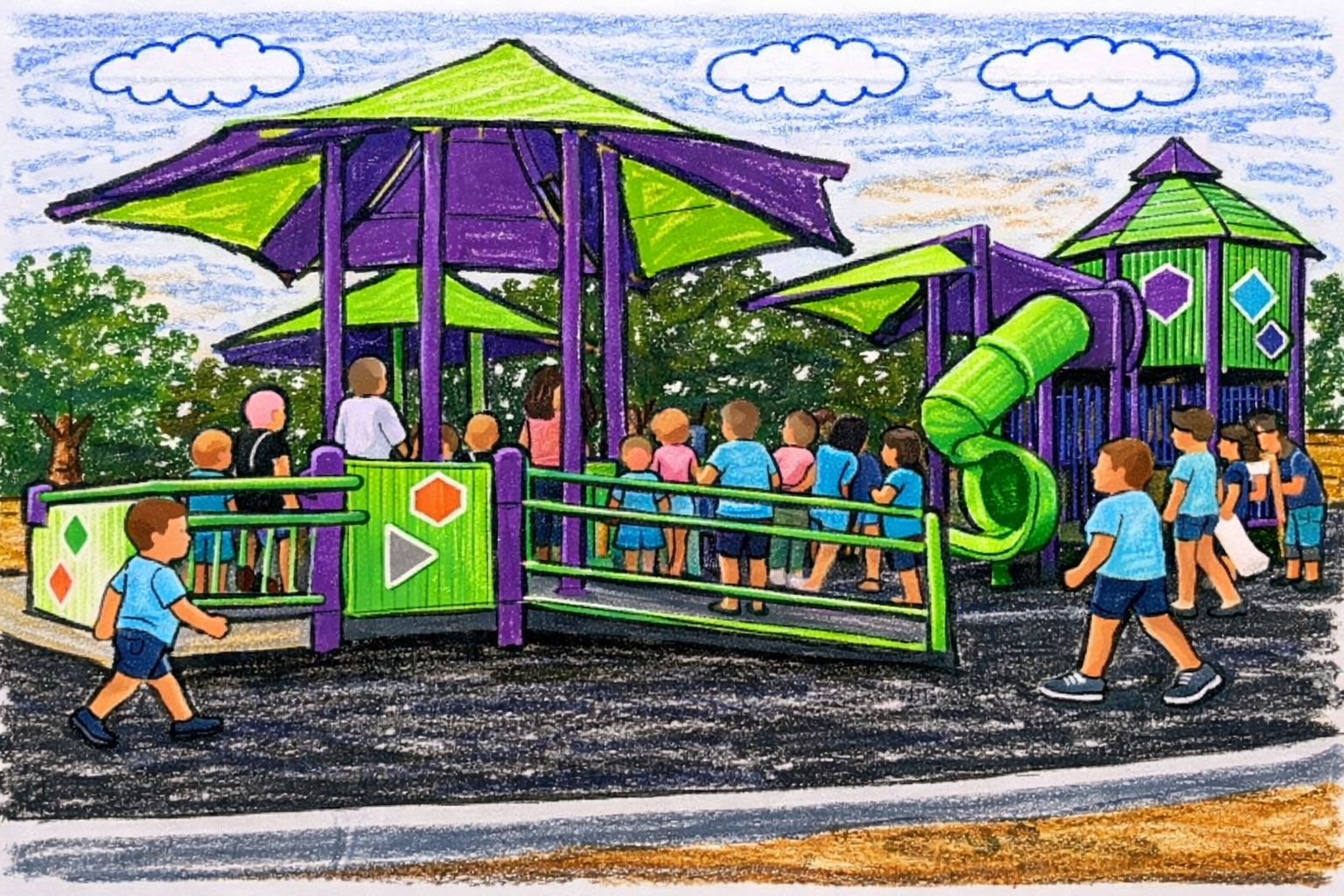 Illustration of a neighborhood playground