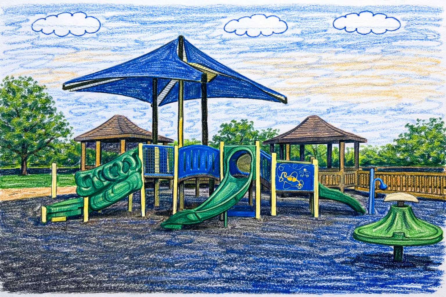 Illustration of a neighborhood playground