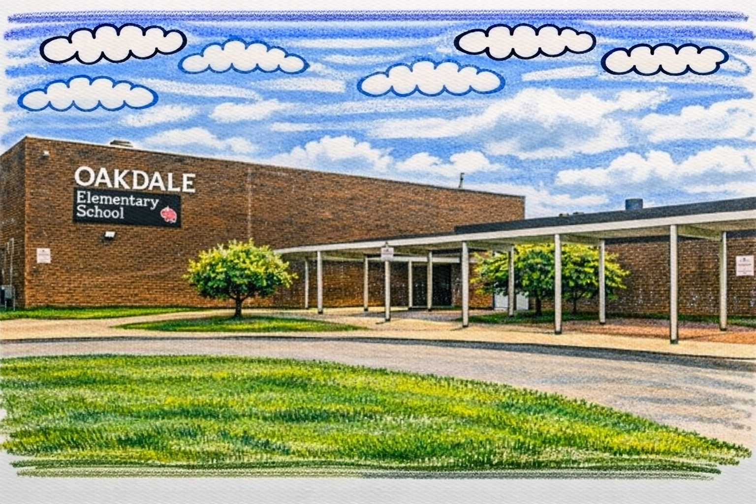 Illustration of a neighborhood school
