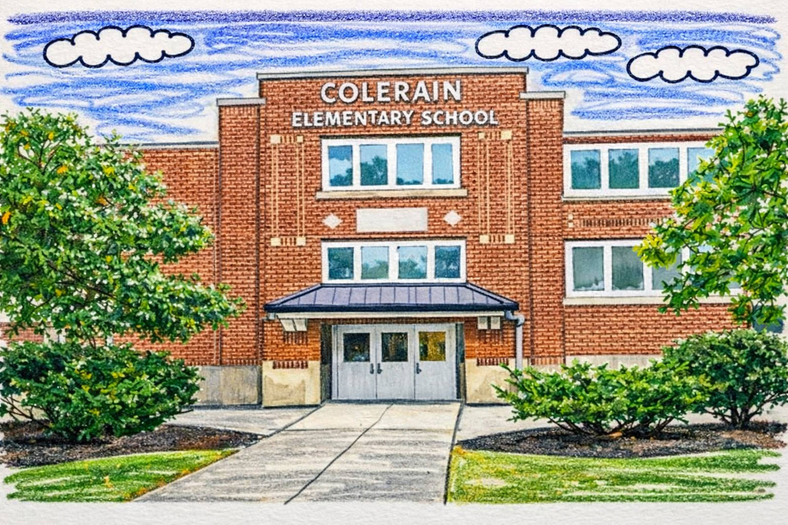 Illustration of a neighborhood school