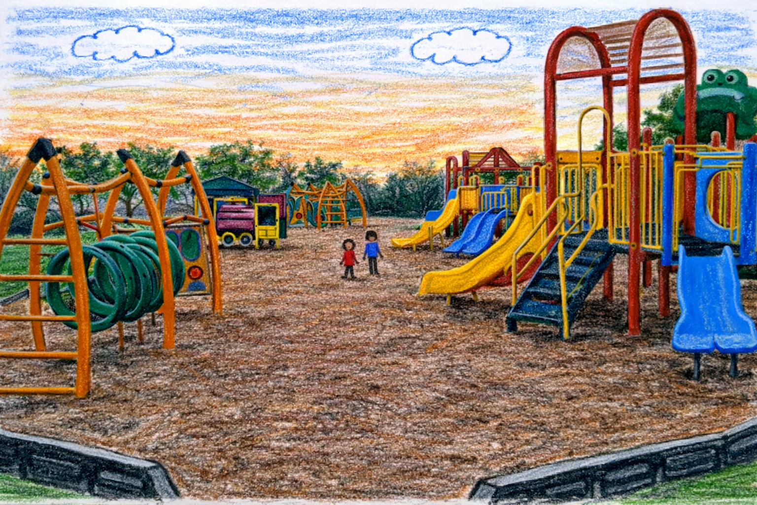 Illustration of a neighborhood playground