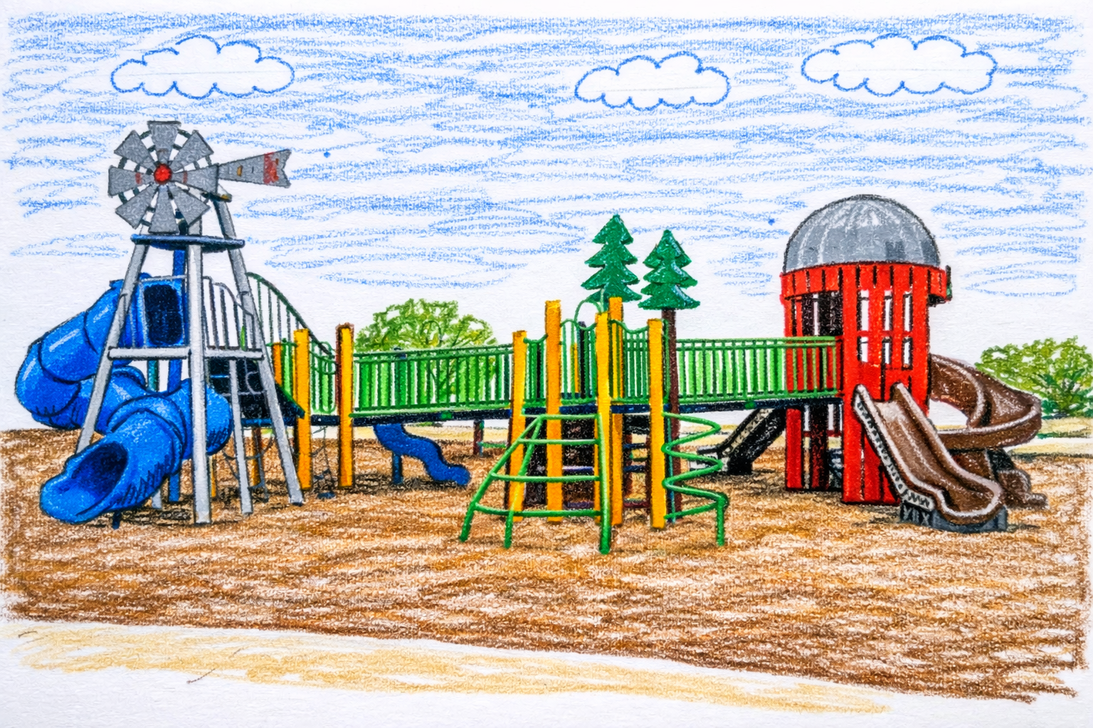 Illustration of a neighborhood playground