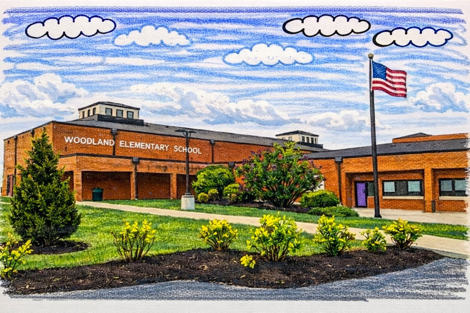 Illustration of a neighborhood school