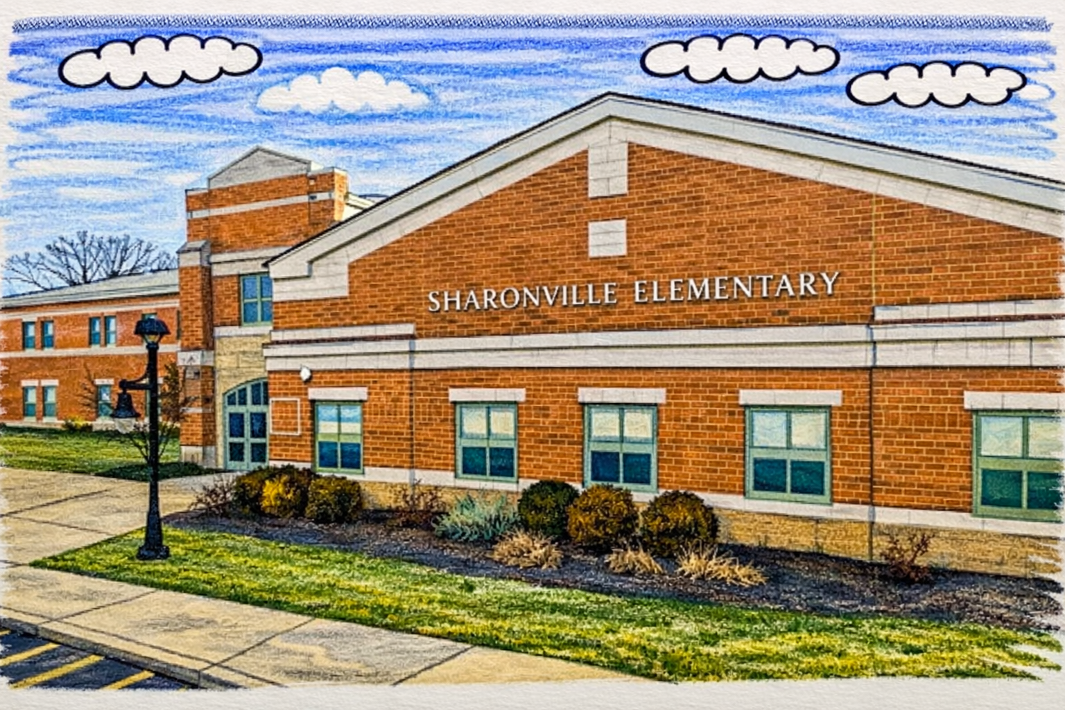 Illustration of a neighborhood school