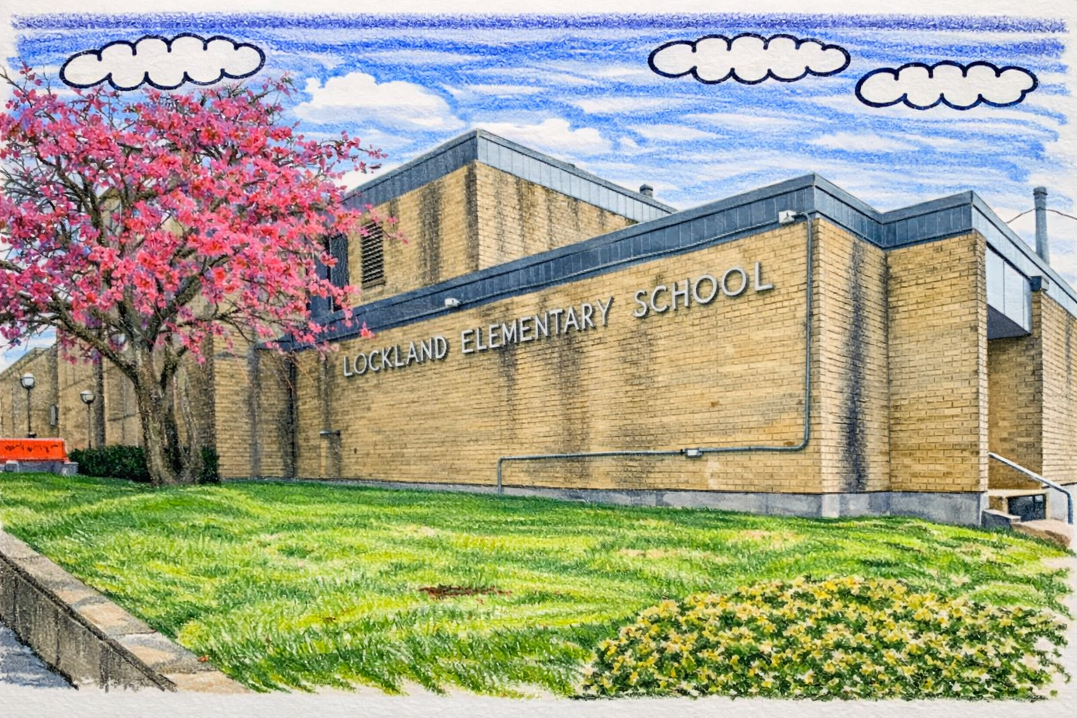 Illustration of a neighborhood school