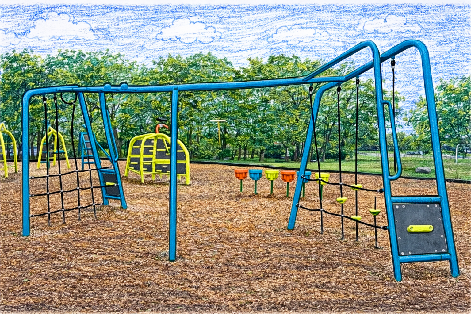 Illustration of a neighborhood playground