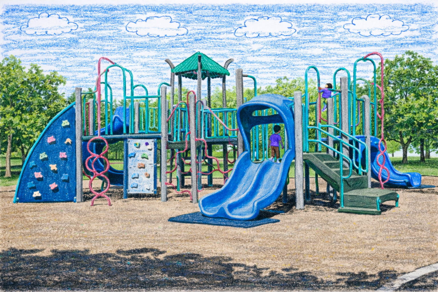 Illustration of a neighborhood playground