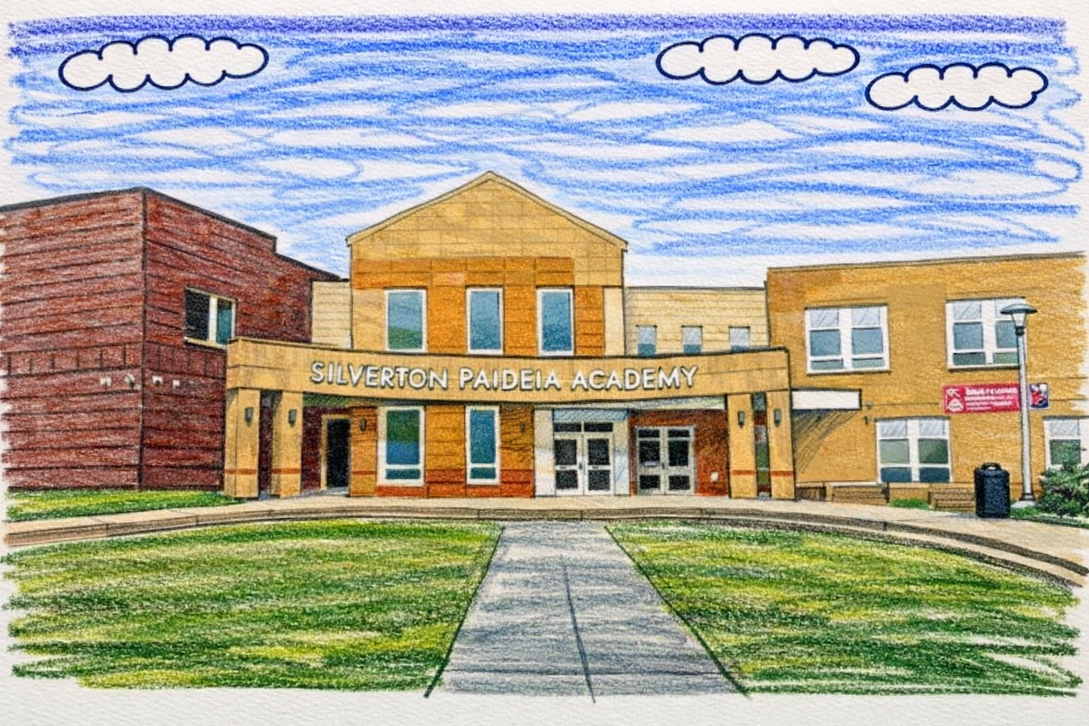 Illustration of a neighborhood school
