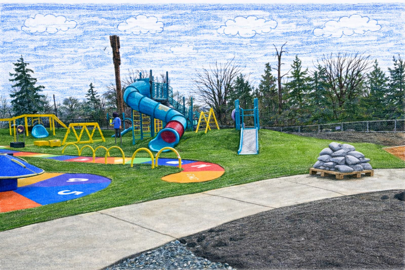 Illustration of a neighborhood playground