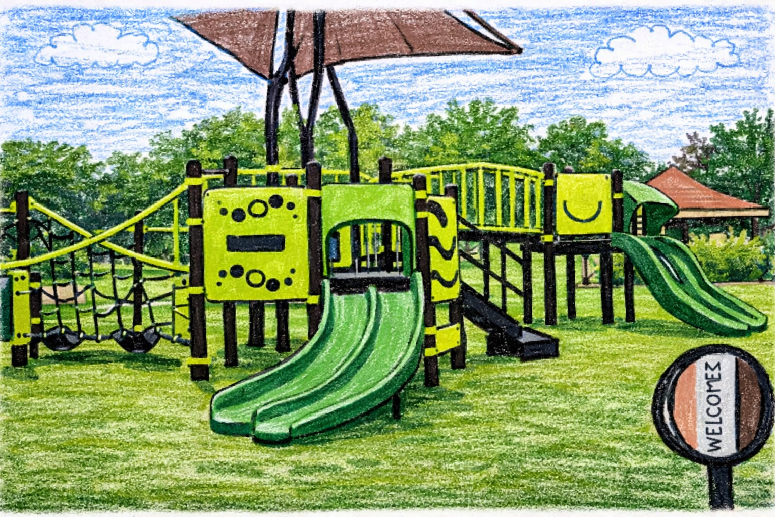 Illustration of a neighborhood playground