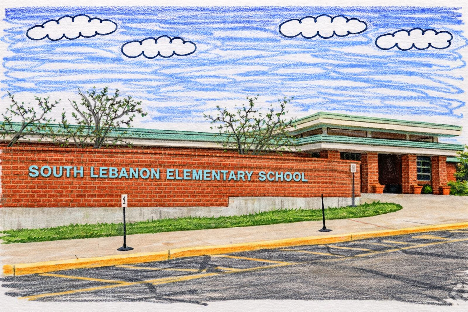 Illustration of a neighborhood school