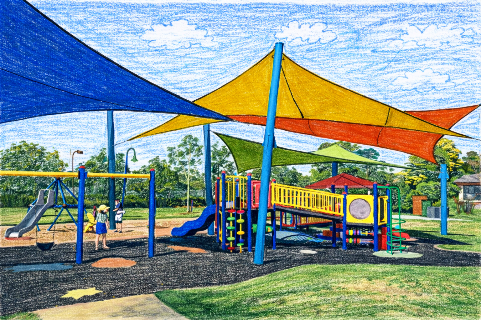 Illustration of a neighborhood playground