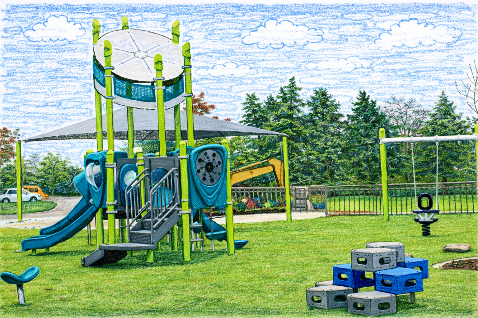 Illustration of a neighborhood playground