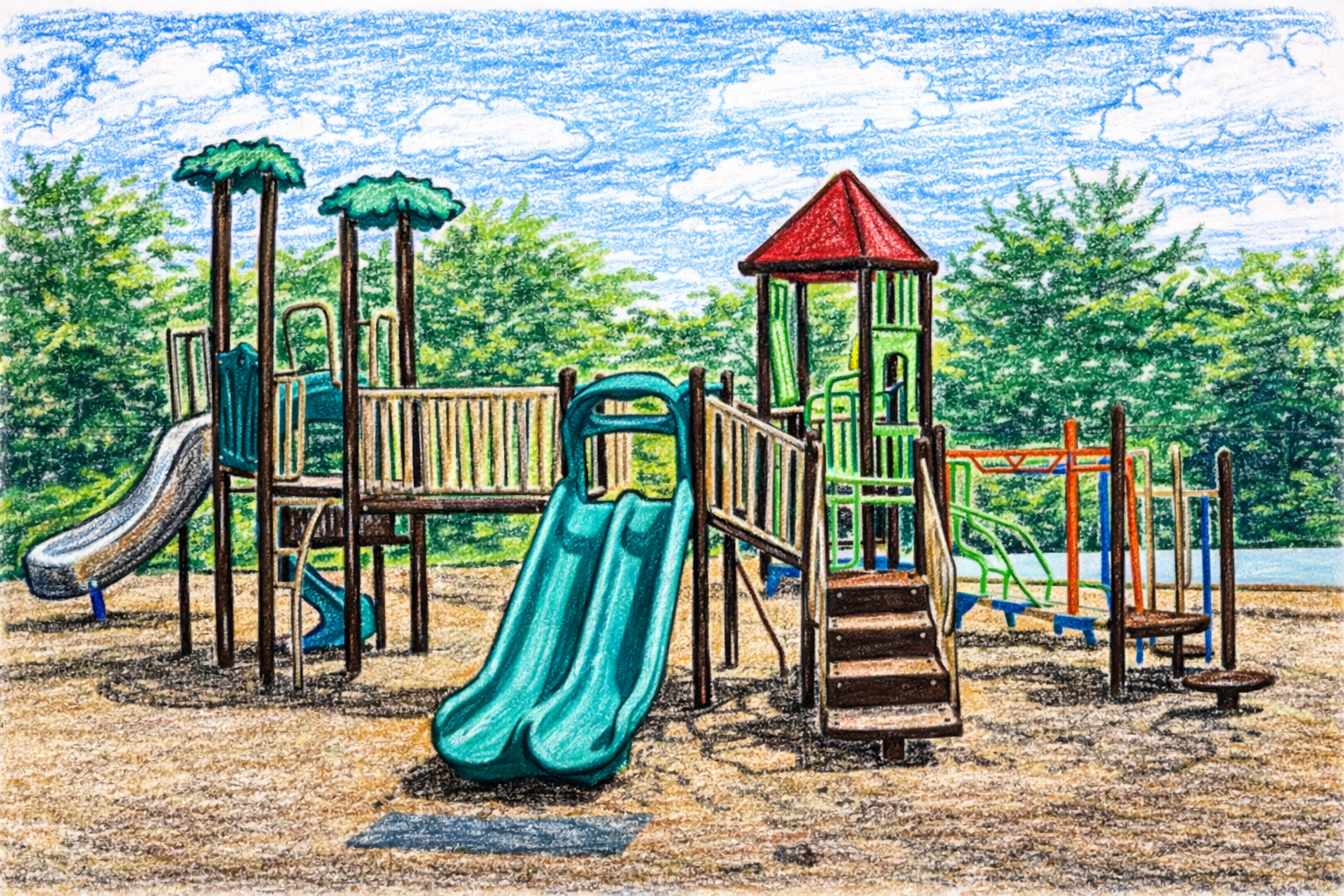 Illustration of a neighborhood playground