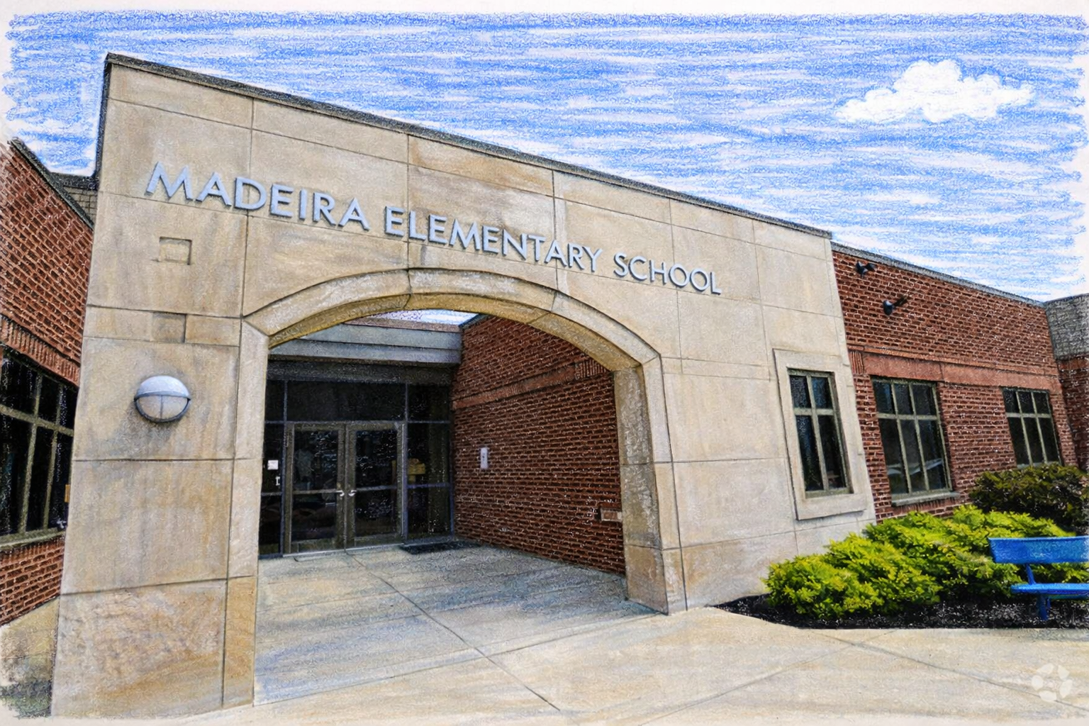 Illustration of a neighborhood school