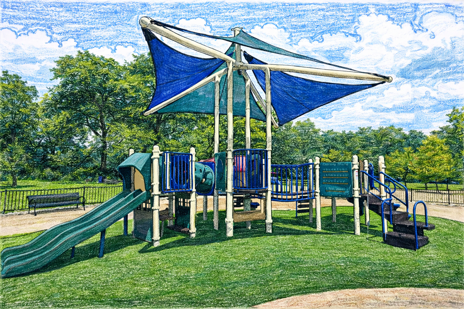 Illustration of a neighborhood playground