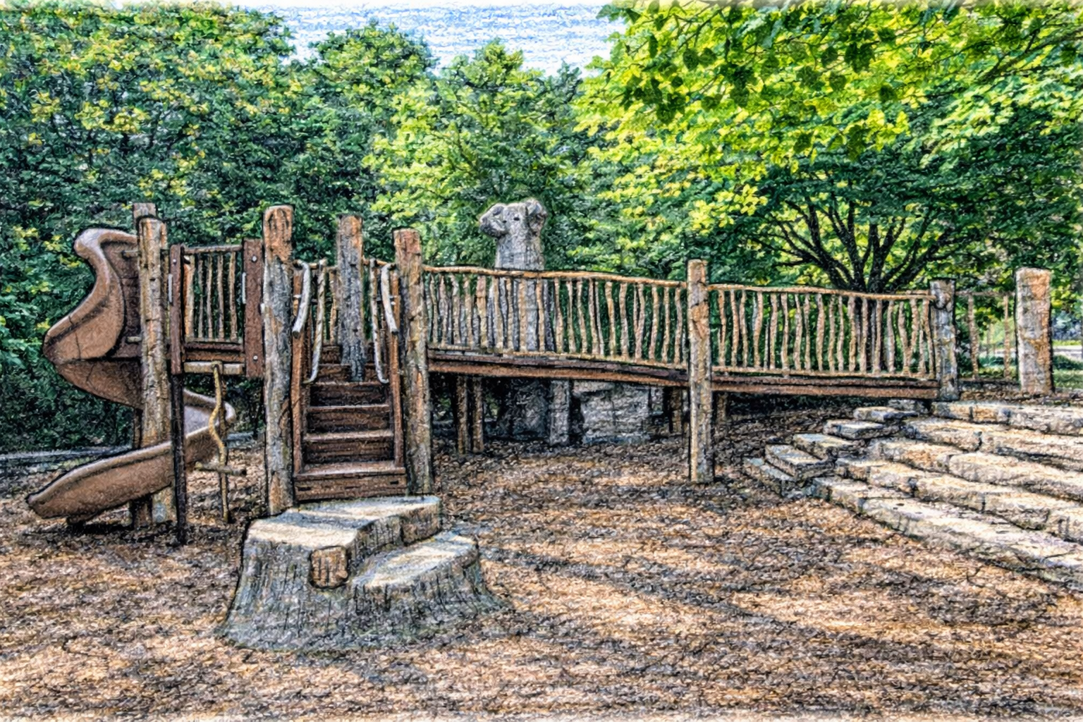 Illustration of a neighborhood playground