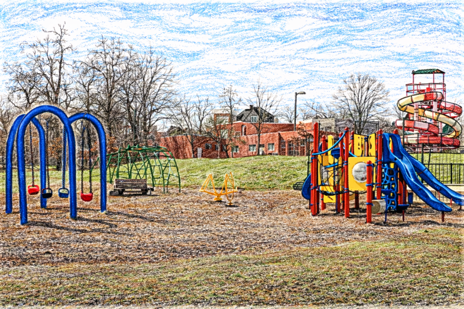 Illustration of a neighborhood playground