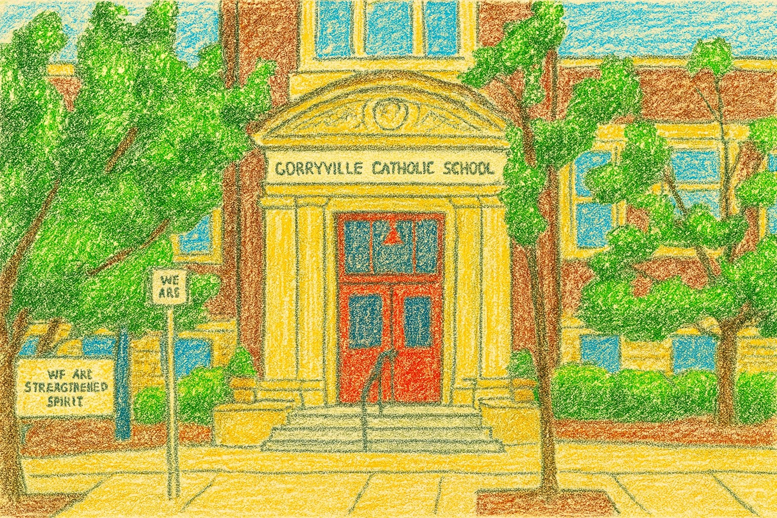 Illustration of a neighborhood school