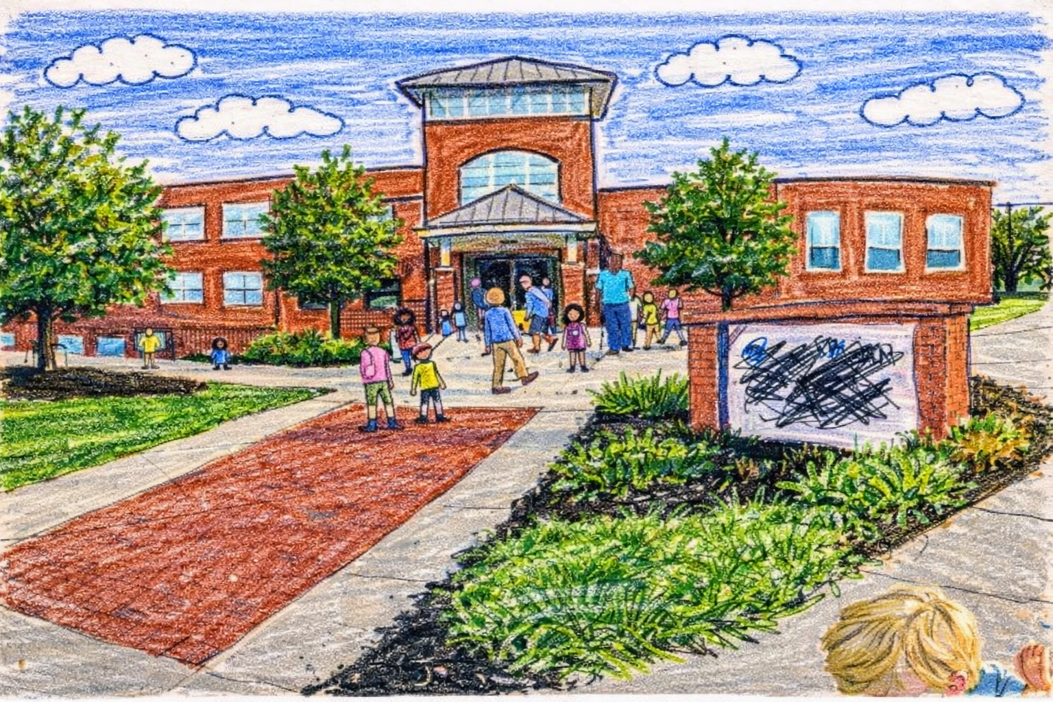 Illustration of a neighborhood school
