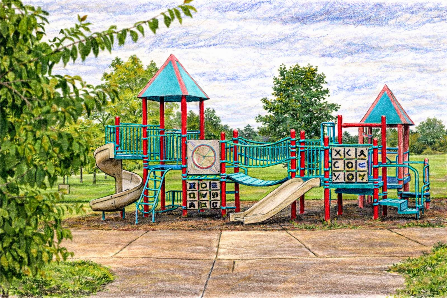 Illustration of a neighborhood playground