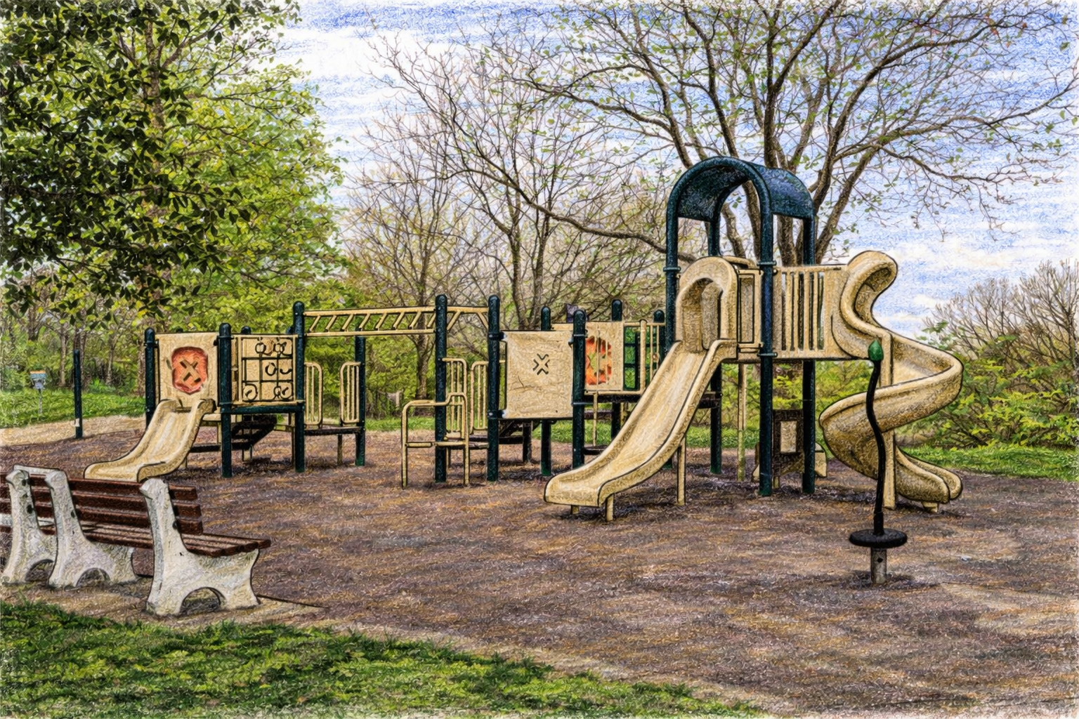 Illustration of a neighborhood playground