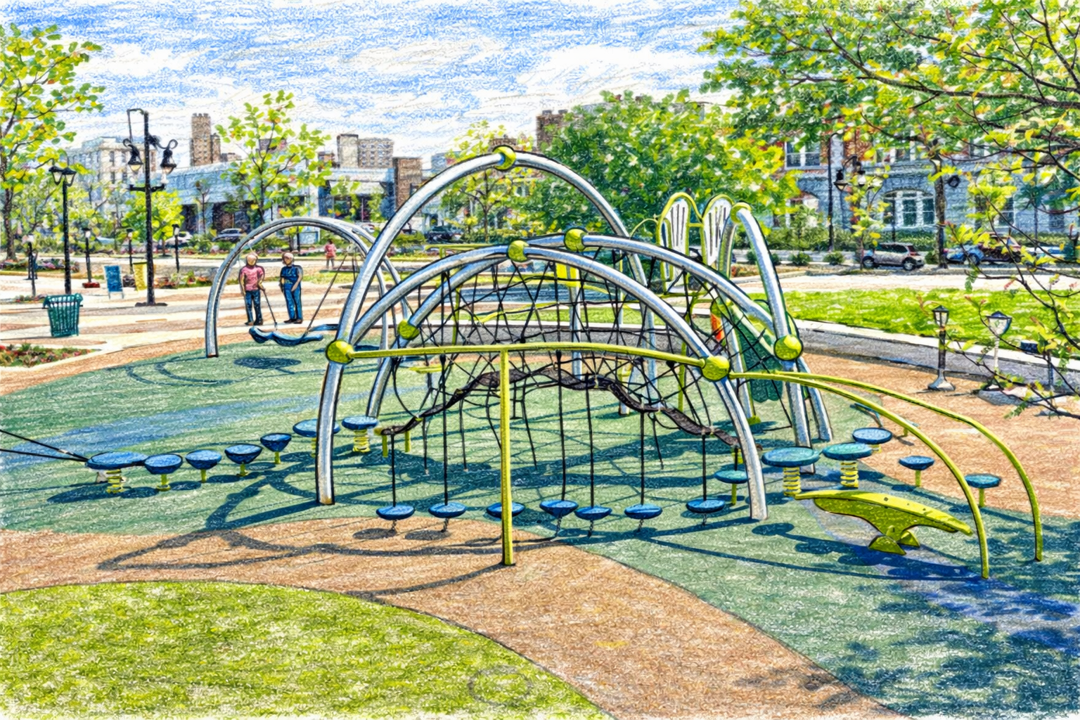 Illustration of a neighborhood playground