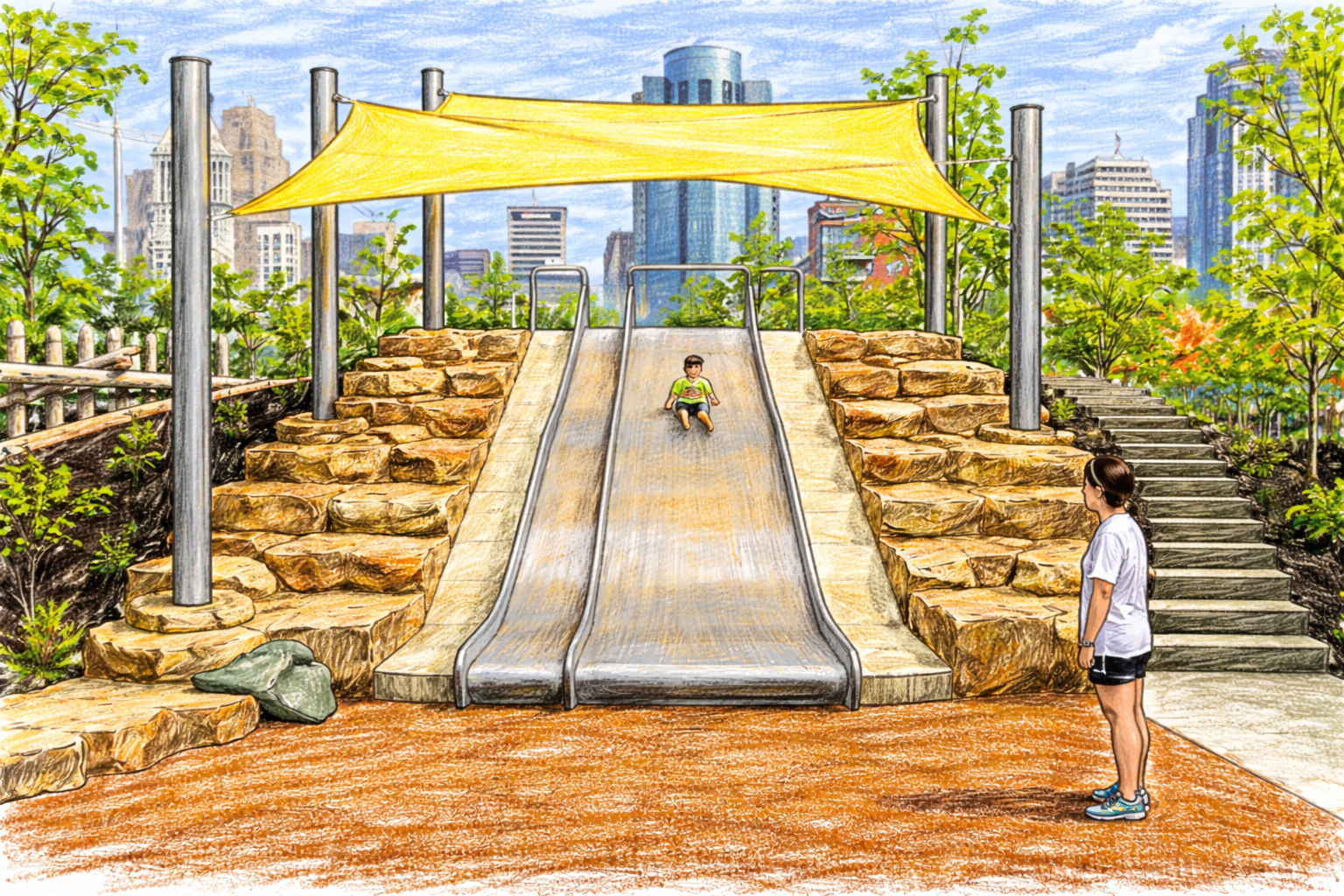 Illustration of a neighborhood playground