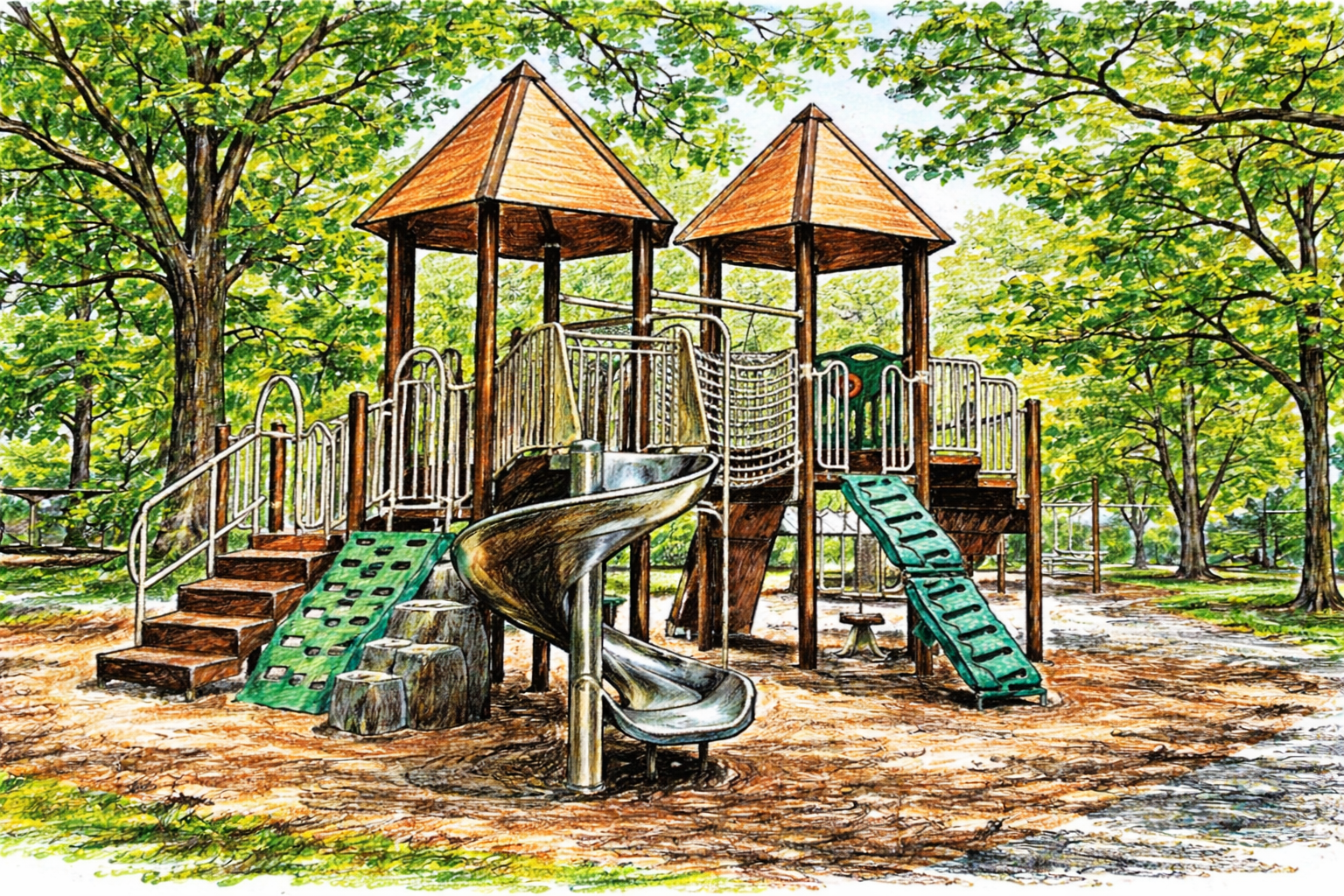 Illustration of a neighborhood playground