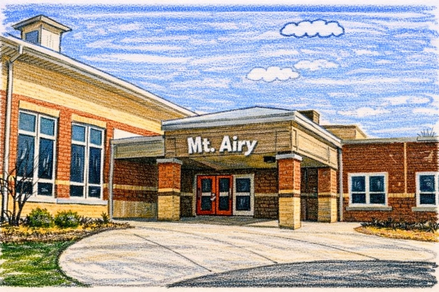 Illustration of a neighborhood school
