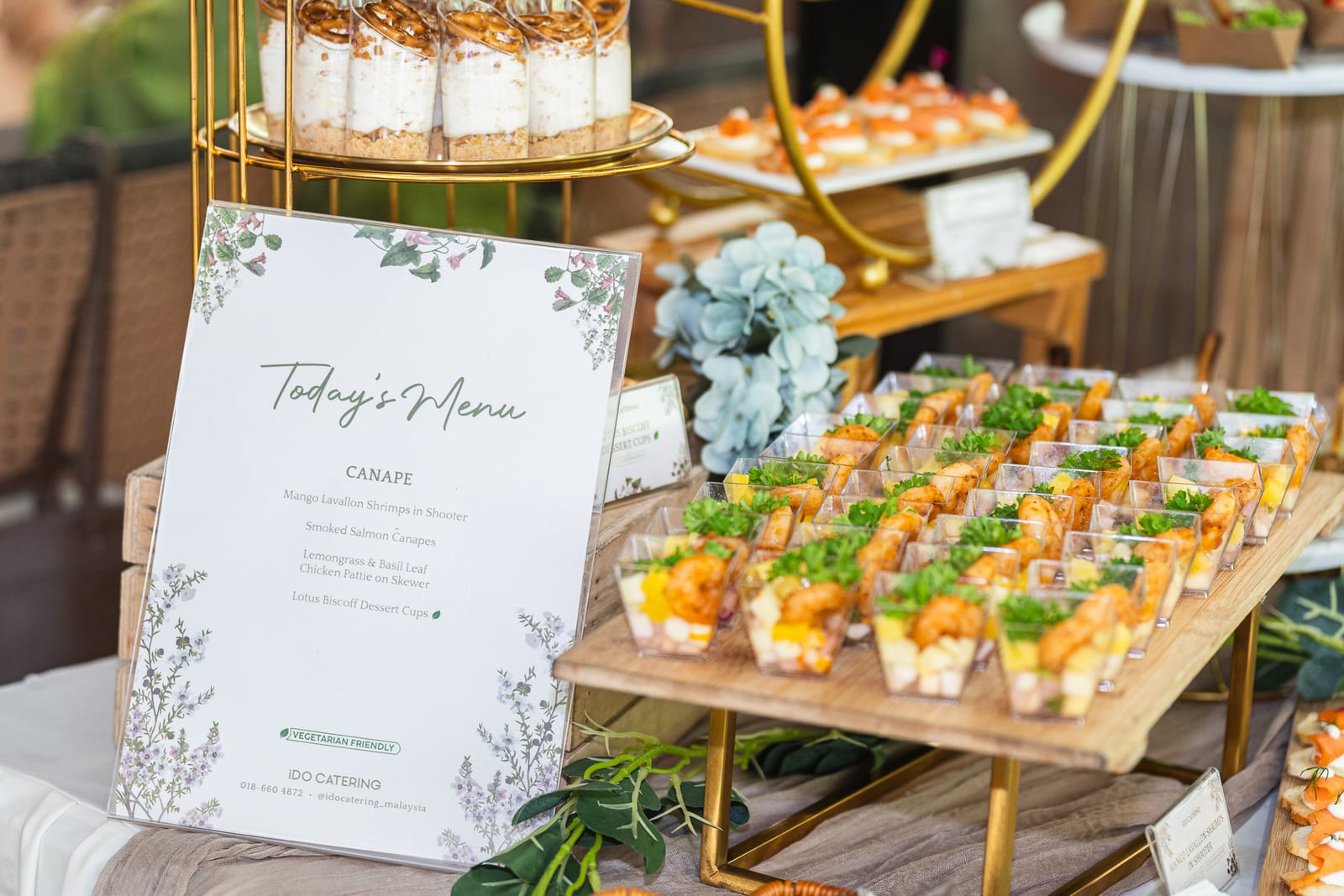 Wedding buffet menu laid out by iDoCatering at Glassbox Cyberjaya