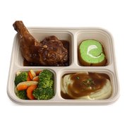 Black pepper whole leg chicken bento box with mashed potato and broccoli — iDoCatering corporate bento