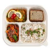 Nyonya asam fish fillet bento box with white rice and lady fingers — iDoCatering corporate bento