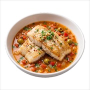 Portuguese style baked fish fillet in tomato olive sauce — iDoCatering seminar buffet