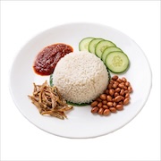 Nasi lemak with sambal, ikan bilis, peanuts and cucumber — iDoCatering seminar buffet