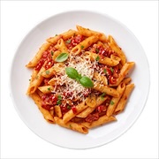 Italian arrabiata penne pasta with basil and cheese — iDoCatering buffet