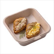 Mini tuna mayo and egg mayo croissants in a takeaway box — iDoCatering light refreshment