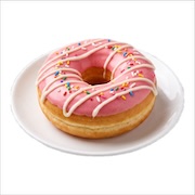 Pink glazed doughnut with sprinkles on a plate — iDoCatering light refreshment